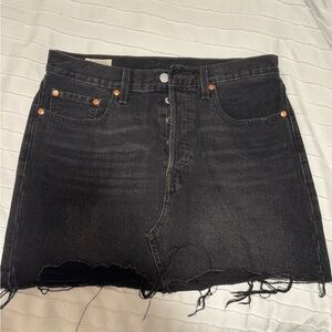 Levi’s Black Denim Skirt with Raw Hem
